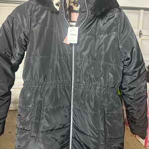 BCBGirls Black Puffer Jacket with Faux Fur Trim